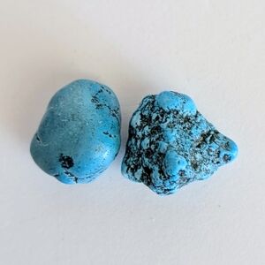 Natural Stabilized Turquoise Nuggets (2 pcs) – 9g Total – Bright Blue w/ Matrix
